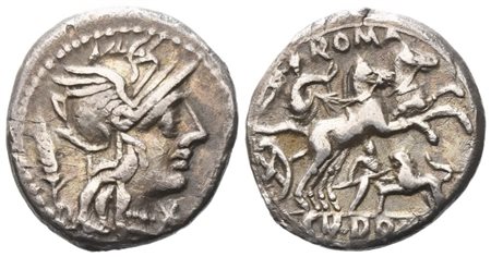 Cn. Domitius Ahenobarbus, Denarius, 128 BC; AR (3,75 g; 17,8 mm; 9 h)