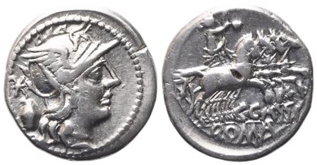 C. Cassius, Denarius, 126 BC; AR (3,84 g; 18,6 mm; 12 h)