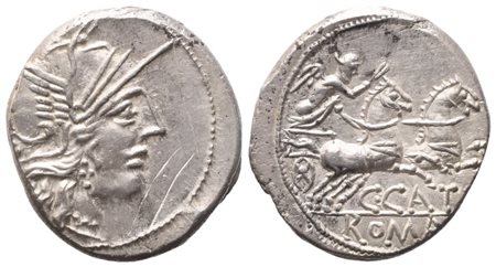 C. Porcius Cato, Denarius, 123 BC; AR (3,92 g; 18,2 mm; 12 h)