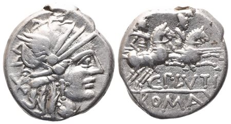 C. Plutius, Denarius, 121 BC; AR (3,90 g; 16,4 mm; 11 h)