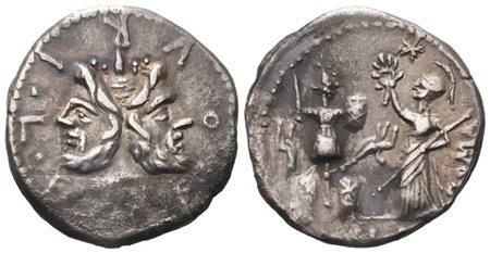 M. Furius, Denarius, 119 BC; AR (3,76 g; 19,5 mm; 10 h)