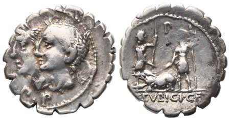 C. Sulpicius Galba, Denarius serratus, 106 BC; AR (3,74 g; 18,6 mm; 10 h)