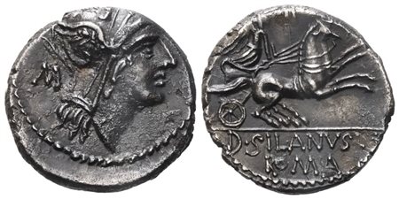 D. Iunius Silanus, Denarius, 91 BC; AR (3,94 g; 17,4 mm; 4 h)