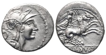 D. Iunius Silanus, Denarius, 91 BC; AR (3,92 g; 17,7 mm; 10 h)