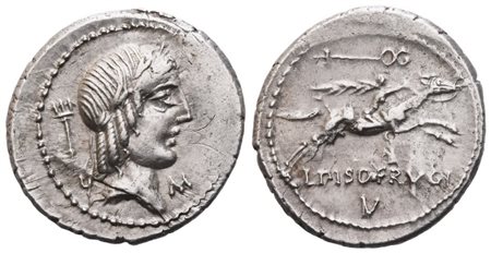 L. Calpurnius Piso Frugi, Denarius, 90 BC; AR (3,86 g; 20,1 mm; 9 h)