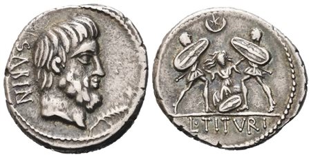 L. Titurius Sabinus, Denarius, 89 BC; AR (4,11 g; 18,6 mm; 7 h)