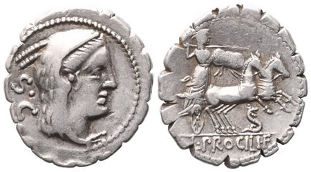 L. Procilius, Denarius serratus, 80 BC; AR (3,98 g; 19,7 mm; 5 h)