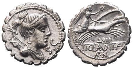 T. Claudius Nero, Denarius serratus, 79 BC; AR (3,70 g; 18,8 mm; 12 h)