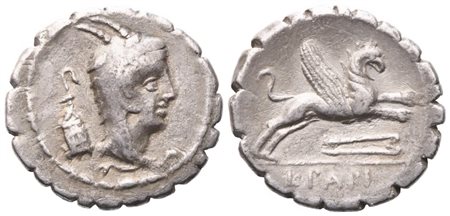 L. Papius, Denarius serratus, 79 BC; AR (3,67 g; 19,3 mm; 5 h)