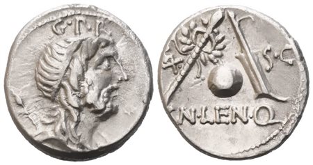 Cn. Lentulus, Denarius, 76-75 BC; AR (3,92 g; 18 mm; 6 h)