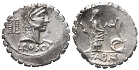 L. Roscius Fabatus, Denarius serratus, 64 BC; AR (4,03 g; 19,4 mm; 4 h)