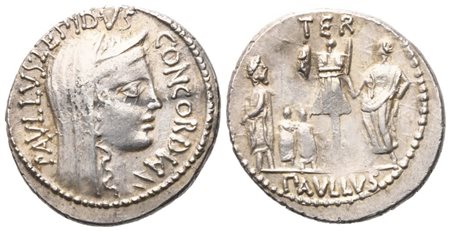 L. Aemilius Lepidus Paullus, Denarius, 62 BC; AR (3,77 g; 19,3 mm; 7 h)