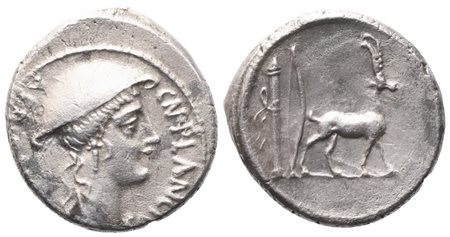 Cn. Plancius, Denarius, 55 BC; AR (3,85 g; 18 mm; 2 h)