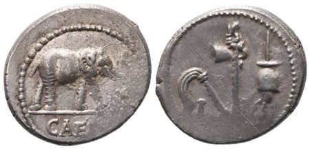 Julius Caesar, Denarius, 49-48 BC; AR (4,15 g; 19 mm; 1 h)