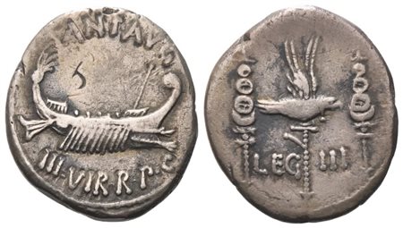 Mark Antony, Denarius, 32-31 BC; AR (3,12 g; 17,7 mm; 6 h)
