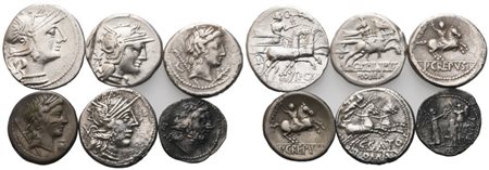 Lot of 6 Roman Republican AR coins