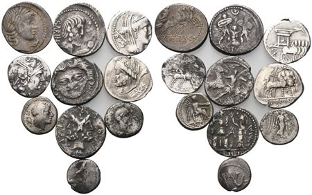 Lot of 10 Roman Republican AR coins