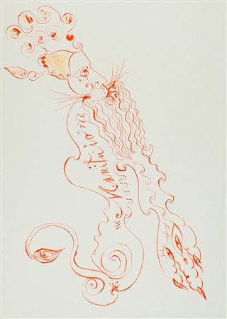 Luigi Ontani (Vergato (Bo), 1943) Manituio Acquerello su carta intelata cm....