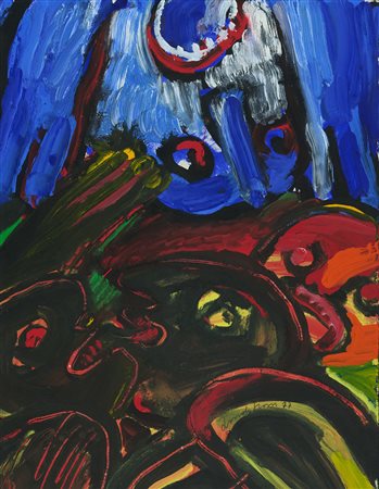 Bengt Lindstrom (Stoccolma, 1925 - 2008) Jeaux barbares, 1977 Acrilici su...