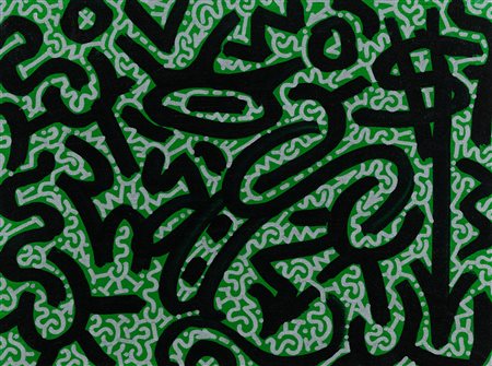 Little Angel (New York, 1967) Green Olio e acrilico su tela cm. 30,5x40,5 Sul...