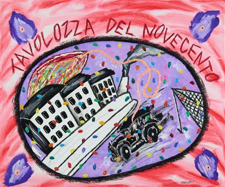 Bruno Donzelli (Napoli, 1941) Tavolozza del '900 Tecnica mista su tela cm....