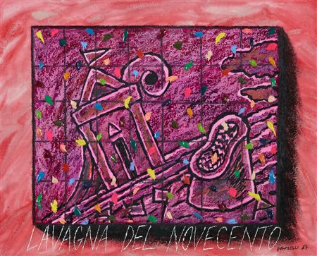 Bruno Donzelli (Napoli, 1941) Lavagna del novecento, 1987 Olio su tela cm....