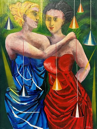 Mauro Capitani (San Giovanni Val d'Arno, 1949) Due amiche nel giardino di...