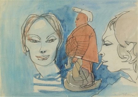 Mino Maccari (Siena, 1898 - Roma, 1989) Senza titolo, Anni '60 Tecnica mista...