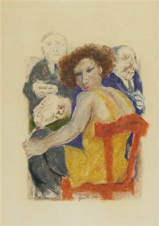 Remo Squillantini (Stia, 1920 - 1996) Senza titolo Pastelli su carta cm....