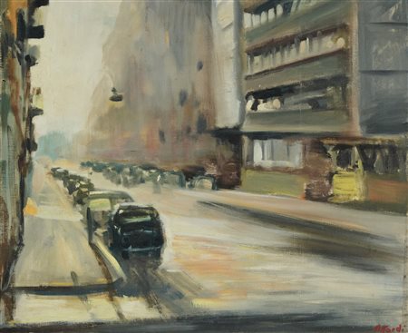 Ugo Attardi (Sori (Ge), 1923 - Roma, 2006) Scorcio di città, 1957 Olio su...