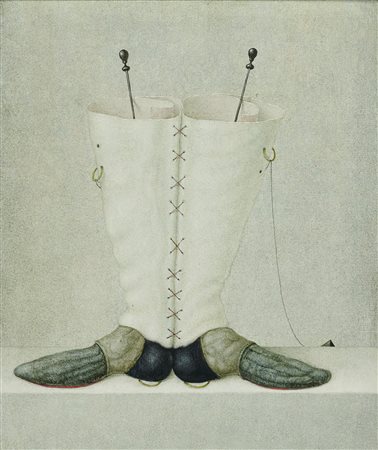 Armodio (Piacenza, 1938) M. Ravel, 2002 Tempera su tavola cm. 60x50 Firmato...