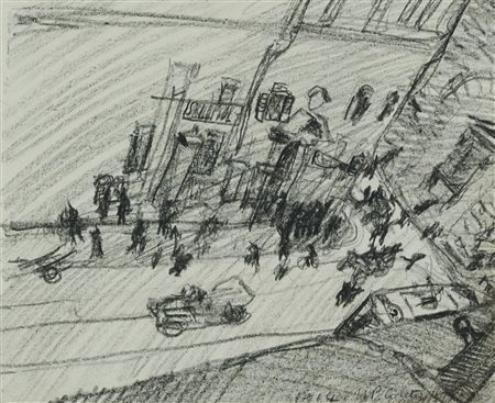 Primo Conti (Firenze, 1900 - Fiesole (Fi), 1988) Via de' Martelli dall'alto,...