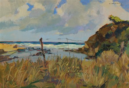 Carlo Domenici (Livorno, 1897 - Portoferraio, 1981) Marina - Quercianella...