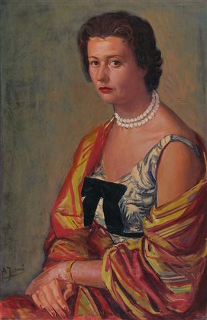 Achille Funi (Ferrara, 1890 - Appiano Gentile (Co), 1972) Ritratto di donna,...