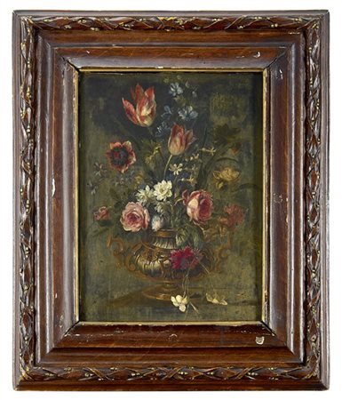 Vincenzo Volò (attr.)

"Vaso biansato metallico istoriato con rose, tulipani e a