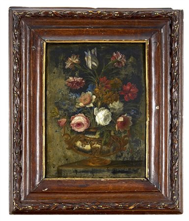 Vincenzo Volò (attr.)

"Vaso biansato metallico istoriato con rose, tulipani e f