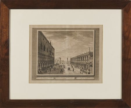 Lotto composto da un'acquaforte di Peter Van der Aa raffigurante "Veduta della