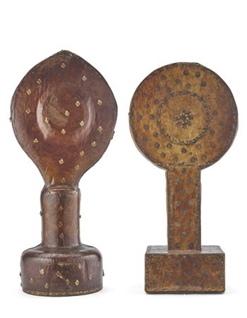 Arte italiana del secolo XVIII. Due astucci da reliquiario in cartone rivestito