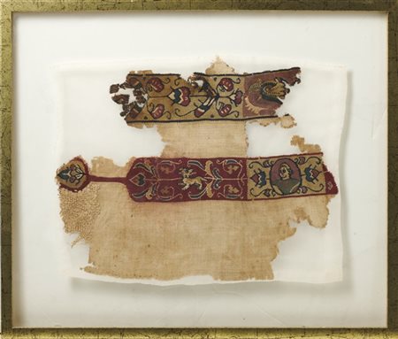 Frammento di tessuto copto. Egitto, IV-VIII secolo d.C. Tela in lino con trama