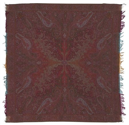 Scialle Kashmir, Inghilterra, metà secolo XIX. Tessuto a mano con telaio a tira