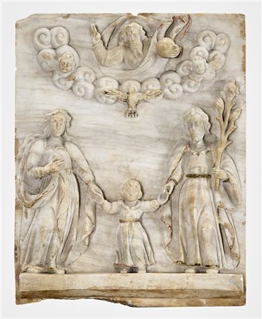 Scultore del secolo XVIII. "Ritorno dalla Fuga in Egitto con Dio Padre benedice