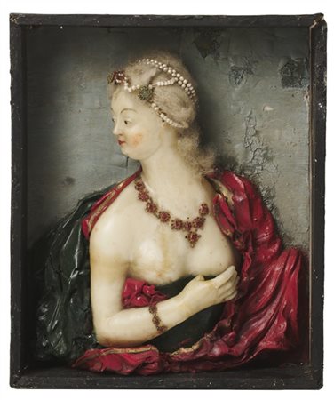 Ceroplasta del secolo XVIII. Composizione in cera policroma raffigurante busto