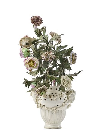 Manifattura francese, secolo XVIII, Saint Cloud (?). Vaso bruciaprofumi in porc