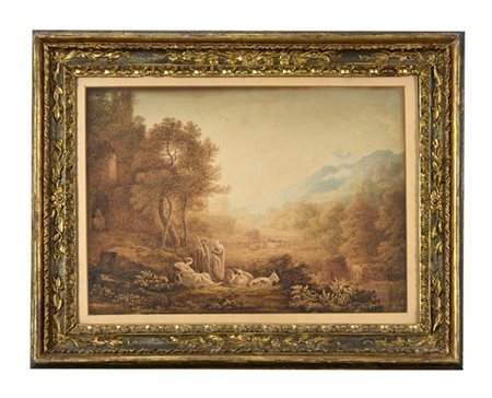 Artista neoclassico

"Pastori e viandanti con armenti" 
acquerello su carta (cm