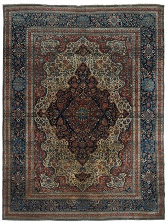 Tappeto Keshan Motashem, Persia, fine secolo XIX. Decoro con grande medaglione