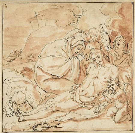 Artista del secolo XVII

"Deposizione"
penna con inchiostro bruno, acquerello o