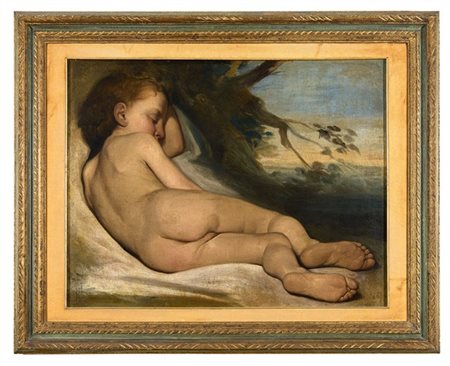 Scuola francese della prima metà del secolo XIX

"Putto dormiente" 
olio su tel