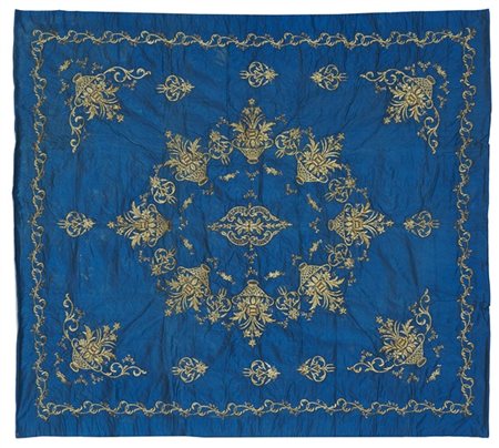 Manifattura dell'Impero Ottomano, secolo XIX. Ciel de lit in raso di seta turch