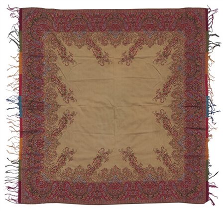 Scialle Kashmir, Inghilterra, prima metà secolo XIX. Tessuto in lana e seta con