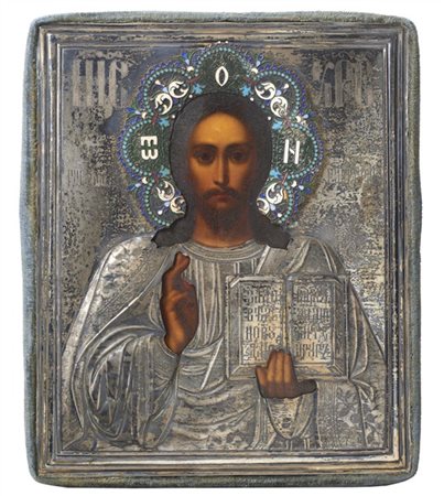 Arte russa, fine secolo XIX. Icona a tempera su tavola raffigurante Cristo dell